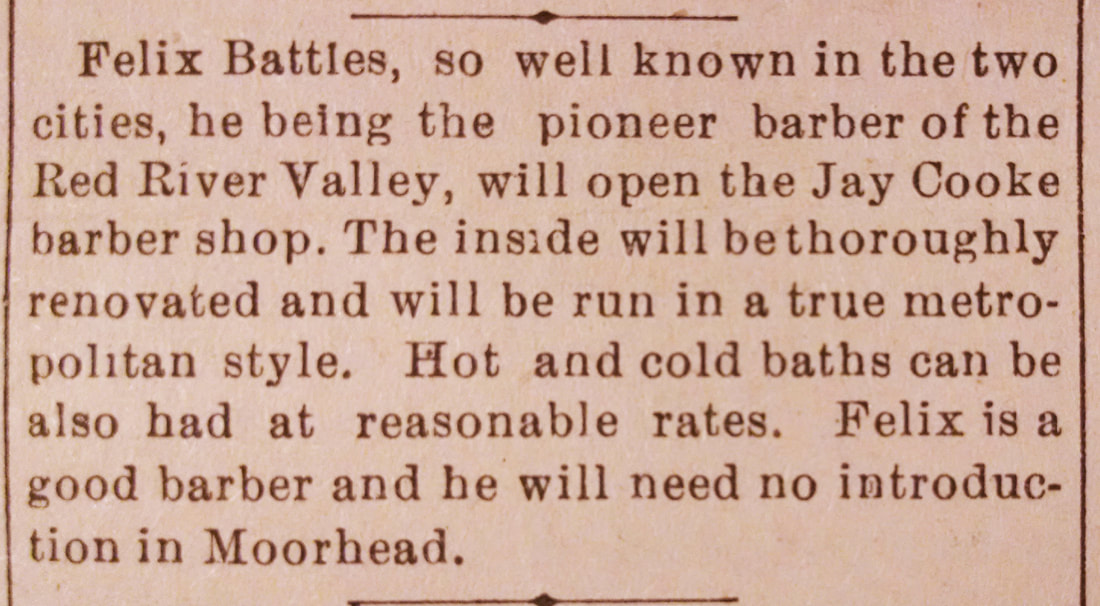 Image: an 1888 story from the Moorhead Daily News. The text reads as follows: 